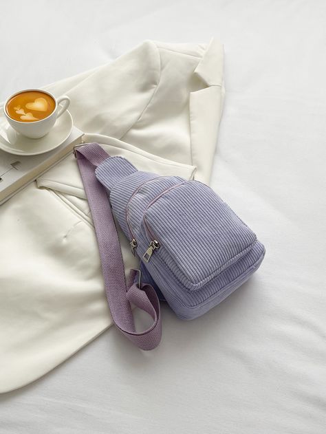 Purple Minimalist Collar  Polyester Plain Sling Bag Embellished   Women Bags Cute Sling Bags, Corduroy Sling Bag, Cute Sling Bag, Simple Sling Bag, Purple Preppy, Purple Minimalist, Checked Shirt Women, Sling Bag Women, Cute Mini Bags