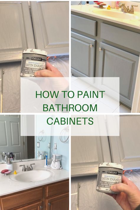 Paint Bathroom Cabinets, Painted Vanity Bathroom, Paint Bathroom, Beautiful Bathroom Vanity, Painting Bathroom Cabinets, Oak Bathroom Vanity, Painted Bathroom, White Bathroom Cabinets, Painted Vanity