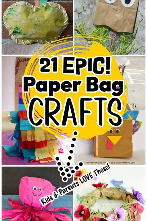 These paper bag activities from Pint-sized Treasures are the best way to spend time with your child! You and your child will love these creative way to reuse paper bags! Try one of these today! Paper Bag Activities, Reuse Paper Bags, Art And Craft Paper, Paper Sack, Paper Grocery Bags, Paper Bag Crafts, Paper Bag Puppets, Paper Lunch Bags, Activities For Adults