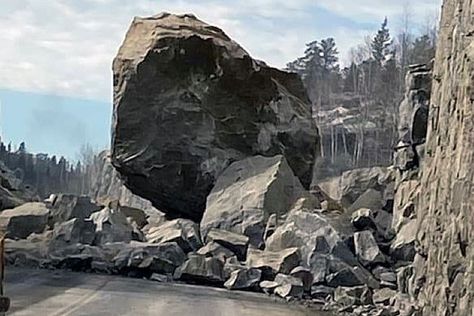 Giant boulder blocks Kenora bypass - TBNewsWatch.com Stone Giant Art, It’s Not Just A Boulder It’s A Rock, Boulder Outcropping, Stone Giant, Hedge Of Protection, Sinners Prayer, Giant Boulder, Thunder Bay, Falling From The Sky