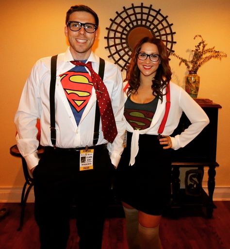 Clark Kent and Lois Lane Lois Lane Costume Diy, Lois Lane Halloween Costume, Lois Lane Costume, Lois Lane And Superman, Clark Kent Costume, Louis Lane, Clark Kent And Lois Lane, Lydia Deetz Costume, Diy Superhero Costume