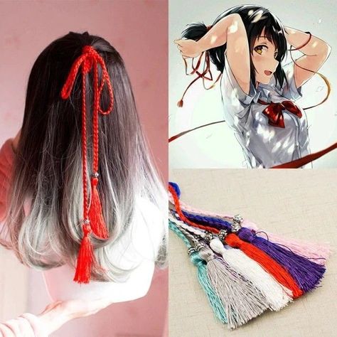 16 Colours Hair Tassels Diy, Anime Hair Accessories, Chinese Accessories Hair, Japanese Hair Accessories, Head Ribbon, Harajuku Style Ribbon Hair Accessories For Gift, Japanese Accessories, Hair Pin Japanese, Kimono Accessories Japanese Hair