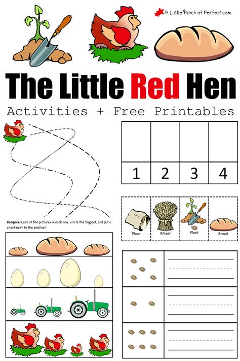 The Little Red Hen Activities and Printables | A Little Pinch of Perfect The Little Red Hen Activities, Little Red Hen Activities, Hen Activities, The Little Red Hen, Red Chicken, Free Printable Activities, Little Red Hen, Red Hen, Creative Curriculum