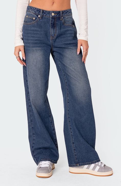 EDIKTED Karie Relaxed Jeans | Nordstrom Relaxed Jeans, Cute Jeans, Cute Everyday Outfits, Low Rise Jeans, Swimsuit Cover Ups, Party Tops, Mid Rise Jeans, Basic Tee, Dream Clothes