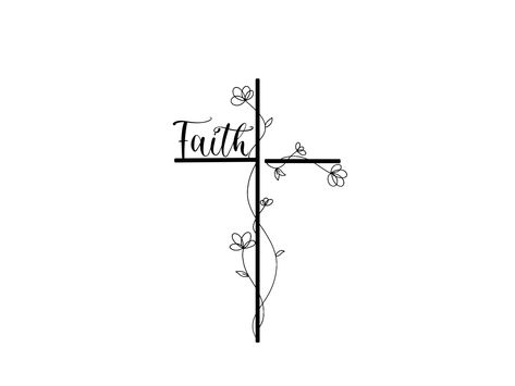 Cross With Signature Tattoo, Cross With Names Tattoo Design, Small Faith Tattoos For Women Simple, Faith Flower Tattoo, Faith Cross Tattoos For Women, Floral Cross Tattoos For Women, Dainty Cross Tattoos For Women, Faith Based Tattoos, Faith Tattoo Ideas