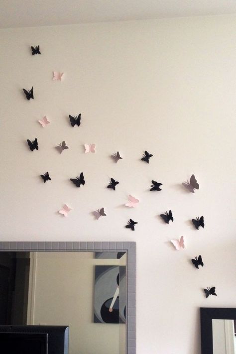 Room Decor Bedroom Paper Craft, Wall Decor Butterflies, Butterfly Decorations On Wall, Places To Put Stickers In Room, Butterflies On Wall Decor, Butterfly On Wall Decor, Ideas Para Decorar Cuartos Manualidades, Room Decor Butterflies, Butterflies Room Decor