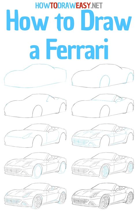 #Drawing #Draw #DrawingTutorial #HowtoDraw #Ferrari #SportsCar Ferrari Easy Drawing, How To Draw Cars Step By Step, Car Drawing Tutorial Step By Step, Draw Lesson, How To Draw Cars Step By Step Easy, Perspective Tips, Ferrari Car Sketch, Vehicle Drawing, Car Drawing Easy