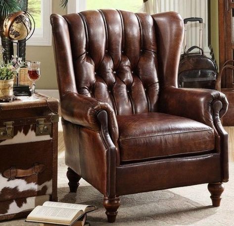 Tan Leather Chair, Chesterfield Furniture, Brown Leather Armchair, Leather Sofa Chair, Chesterfield Armchair, Fireside Chairs, Green Armchair, Small Accent Chairs, Brown Leather Sofa