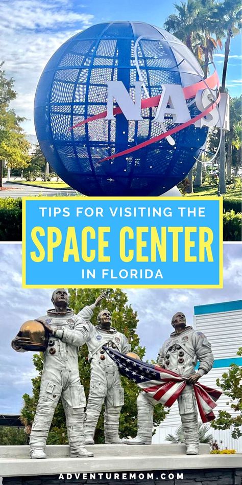 There is so much to see and do at the Kennedy Space Center in Cape Canaveral, Florida. If you are looking for fun things to do in Florida the Space Center has fun activities for kids of all ages and adults too. Learn historical facts about NASA, see spaceships and rocket ships and have fun with interactive games. Find tips for your trip to the Kennedy Space Center in Florida here, including buying tickets, tours, food, and drinks. This is a fantastic day trip for families when in Florida! Nasa Florida, Nasa Space Center, Cape Canaveral Florida, Orlando Florida Vacation, Ormond Beach Florida, Things To Do In Florida, Adventure Mom, Travel Key West, Rocket Ships