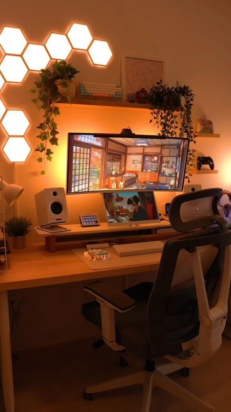 [CommissionsEarned] 29 Impressive Pc Gaming Setup Tips You Have To See This Season #pcgamingsetup Computer Set Up In Living Room, Cosy Computer Setup, Gaming Desk Astethic, Minimalist Gaming Bedroom, Classy Gaming Setup, Zen Gaming Setup, Cosy Gamer Setup, Coding Setup Aesthetic, Chic Gaming Setup