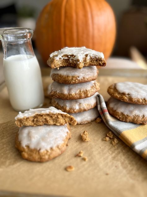 Chouquette Kitchen, Cookies With Brown Butter, Pumpkin Oatmeal Cookies, Hazelnut Butter, Vanilla Glaze, Pumpkin Oatmeal, Fall Cooking, So Satisfying, Canned Pumpkin