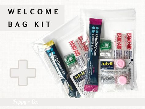 Wedding Welcome Bag Insert Hangover Kit First Aid Unisex - Etsy Bachelorette Emergency Kit, Wedding Gift Basket Ideas, Emergency Kit Gift, Wedding Gift Basket, Bachelorette Hangover Kit, Airbnb Host Tips, Old Medicine Bottles, Pepto Bismol, Wedding Guest Bags