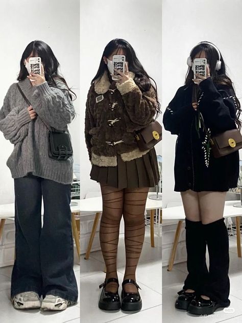 Chubby Winter Outfit Ideas, Cold Outfit Ideas For School, Plus Size Cute Winter Outfits, What Clothes To Wear For My Body Type, Korean Street Fashion Plus Size, Acubi Fashion Mid Size, Acubi Plus Size, Size Large Outfits, Chubby Girl Outfits Winter