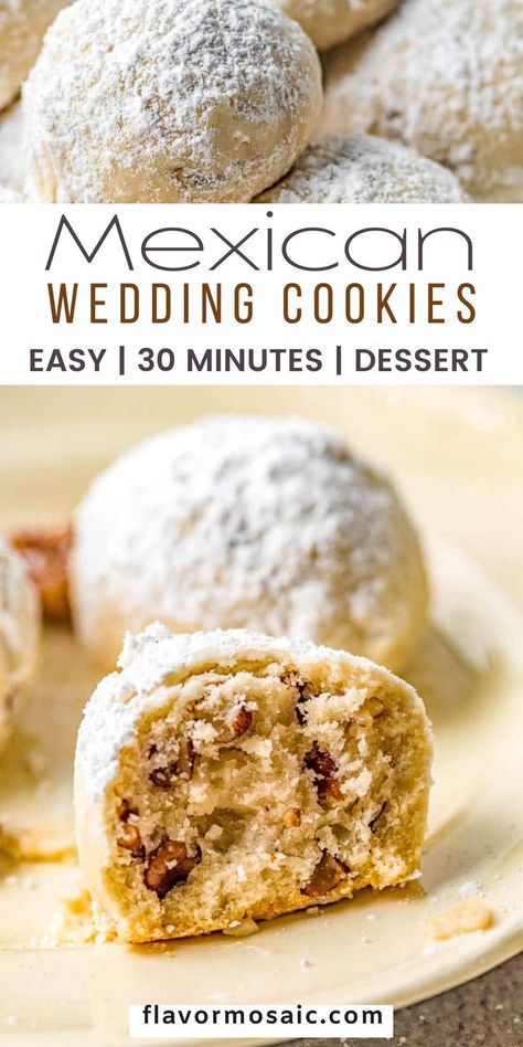 Mexican Wedding Cookies Easy, Mexican Cookies Recipes, Mexican Wedding Cookies Recipes, Russian Tea Cookies, Wedding Cookies Recipe, Pecan Shortbread, Pecan Sandies, Mexican Wedding Cookies, Wedding Cake Cookies