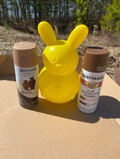 Chocolate Bunny Decor, Carrot Crafts, Dollar Tree Bunny, Dollar Tree Easter Decor, Easter Crafts Dollar Store, Dollar Tree Easter Crafts, Bunny Decorations, Easter Outdoor, Yellow Bunny