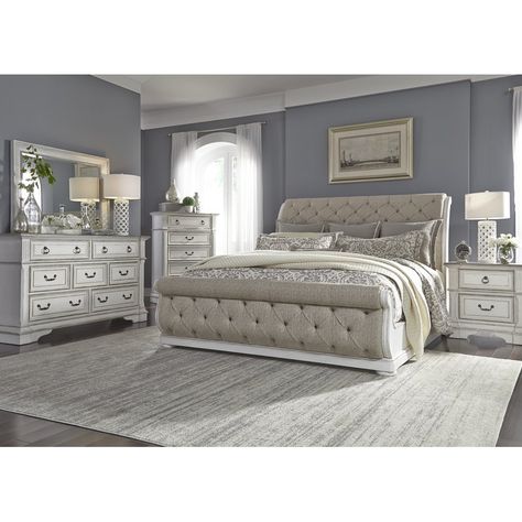 Ginyard Upholstered Sleigh Configurable Bedroom Set Upholstered Sleigh Bed, Sleigh Bedroom Set, Sleigh Bed, Furniture Beds, Dekorasi Kamar Tidur, Bedroom Panel, Sleigh Beds, Queen Bedroom, King Bedroom