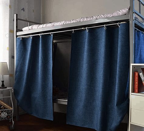 Loft Bed Curtains Diy, Bunk Bed Curtains Diy, Dorm Bed Curtains, Curtains Around Bed, Bunk Bed Curtain, Bunk Bed Steps, Bunk Bed Curtains, Loft Bed Curtains, Bunk Bed Tent