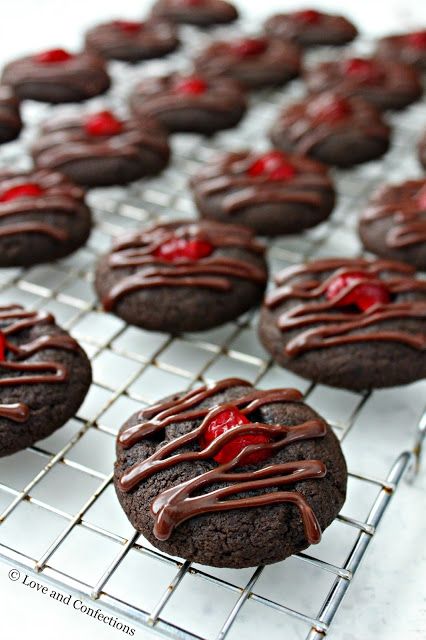 Spanish Hot Chocolate, Cherry Cookies Recipes, Cut Out Sugar Cookies, Chocolate Cherry Cookies, Chocolate Covered Cherry, Cut Out Sugar, Cherry Delight, Chocolate Ganache Recipe, Cherry Cookies