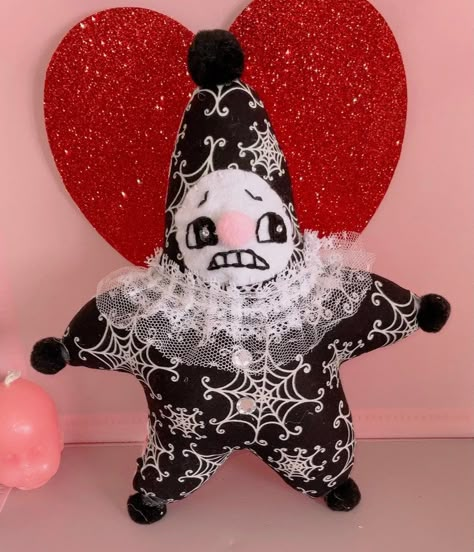 Clown Doll Sewing Pattern, Clown Plush Pattern, Clown Plushies, Clowns Dolls, Plushie Making, Clowncore Art, Kawaii Clown, Black Clown, Clown Dolls