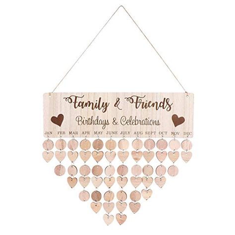 Amazon.com: LIOOBO DIY Hanging Wooden Birthday Reminder Calendar - Famliy and Friends Birthdays Celebrations: Home & Kitchen Family Birthday Plaque, Family Birthday Board, Wood Calendar, Wooden Calendar, Calendar Reminder, Calendar Craft, Calendar Board, Birthday Reminder, Hanging Calendar