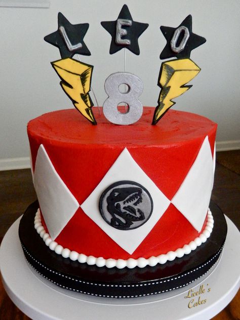 Power Rangers Birthday Cake, Power Rangers Cake, Festa Power Rangers, Power Ranger Cake, Power Ranger Birthday Party, Power Ranger Party, Power Ranger Birthday, Fantasy Cake, Leo Birthday