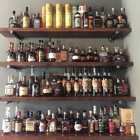 #featuredfriday • @nashville_bourboner with a stellar collection and set up • Biggest question is, how do we get to that top shelf? • Bourbon Wall Display, Whiskey Shelves, Liquor Shelf Ideas, Bourbon Shelves, Whisky Regal, Whiskey Display, Bourbon Collection, Whiskey Wall, Margarita Punch