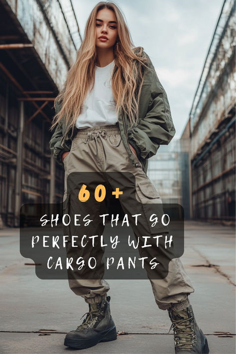 Elevate Your Look With 60 Chic Shoe Choices That Complement Cargo Pants! 👖✨ From Stylish Ankle Boots To Sleek Mules, These Shoes Will Transform Your Outfit. Want To Discover The Best Chic Combinations? Click For More Ideas! 🌈❤️  #ChicShoes #CargoPants #FashionTrends #StreetStyle #StyleInspo #ShoeFashion #CasualChic Shoes To Wear With Cargo Pants, Shoes For Cargo Pants, Cargo Pants Boots Outfit, Cargo Pants And Boots, Cargo Pants Outfit Ideas, Green Cargo Pants Outfit, Cargo Pants Outfit, Heels Outfits, Green Cargo Pants