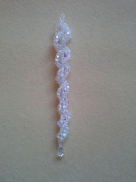 Beaded Crystal Icicle Icicle Jewelry, Crystal Icicles Ornaments Diy, Ice Cycles, Beaded Icicles, Ice Icicles Crystal Crown, Beaded Icicle Ornaments, Beaded Icecicle Ornaments, Xmas Beads, Ornaments Jewelry