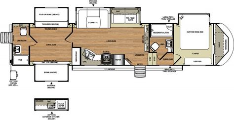 Bunkhouse_RV Camper Flooring, Rv Floor Plans, Fifth Wheel Campers, Recreational Room, Bunk Beds With Stairs, Forest River Rv, Bunk House, Rv For Sale, Rvs For Sale