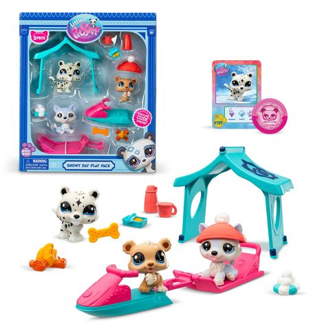 Snowy Day Play Pack - Littlest Pet Shop Littlest Pet Shop Toys, Lps Toys, Lps Pets, Little Pet Shop Toys, Pack And Play, Christmas Guide, Nostalgic Toys, Collector Cards, Kids Signs