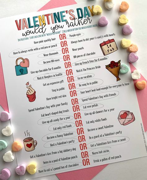 Valentine This Or That, Love Games For Couples, Valentines Class Party, Would You Rather Game, Rather Questions, Sleepless In Seattle, Would You Rather Questions, Relief Society Activities, Free Printable Games