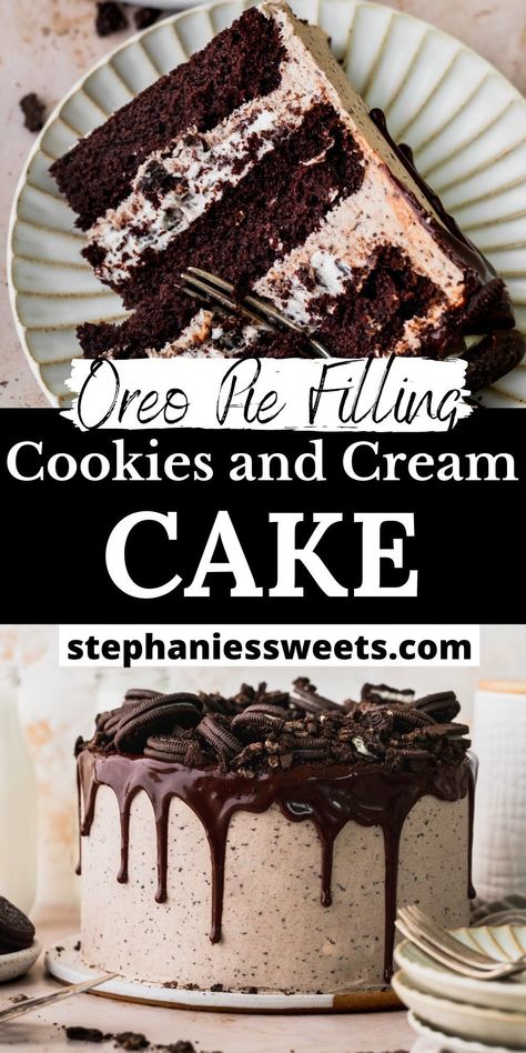 Oreo Cake Filling, Cookies N Cream Cake Recipe, Cookies And Cream Frosting, Cake Filling Recipes, Cookies And Cream Cake, Rich Cake, Recipes Cake, Cakes Recipes, Homemade Cake Recipes