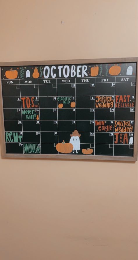 October Diy Calender, October Calendar 2023 Whiteboard, Monthly White Board Ideas, Chalk Wall Calendar, Whiteboard Birthday Ideas, October Dry Erase Calendar, Monthly Board Ideas, Calander Board Ideas, Whiteboard Calender Design Ideas