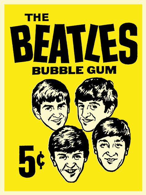 Beatles Merchandise, Bubble Gum Cards, Beatles Memorabilia, Beatles Art, British Invasion, The Fab Four, I'm With The Band, Pop Art Print, Mellow Yellow