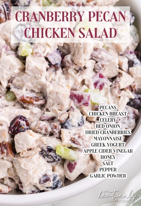 Crafty Morning - Cranberry Pecan Chicken Salad Recipe:... Pecan Chicken Salad Recipe, Cranberry Pecan Chicken Salad, Salad With Candied Pecans, Pecan Chicken Salads, Crafty Morning, Pecan Chicken, Vinegar And Honey, Chicken Salad Recipe, Candied Pecans