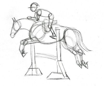 the preliminary structural sketch of horse and rider Horse Reference Drawing, Rider Drawing, Draw Horse, Horse Draw, Horse Drawing Tutorial, Horse Art Drawing, Horse Sketch, Horse And Rider, Horse Drawing