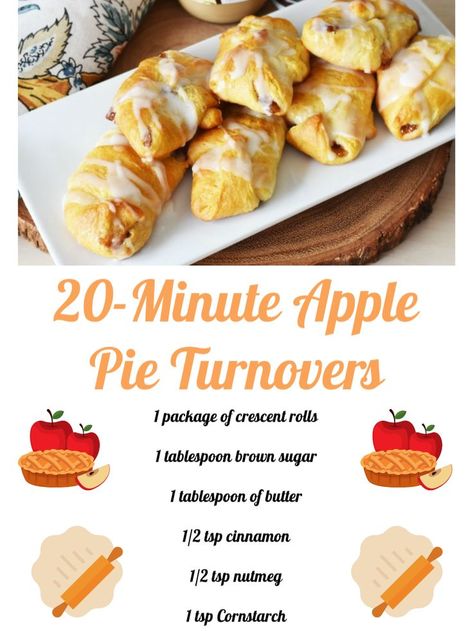 crescent dough apple turnovers on a white plate. Fruit Fritters, Crescent Roll Apple Turnovers, Apple Pie Turnovers, Crescent Roll Apple Pie, Apple Turnovers Recipe, Pie Turnovers, Easy Apple Turnovers, Apple Crescent Rolls, Crescent Roll Recipes Dessert