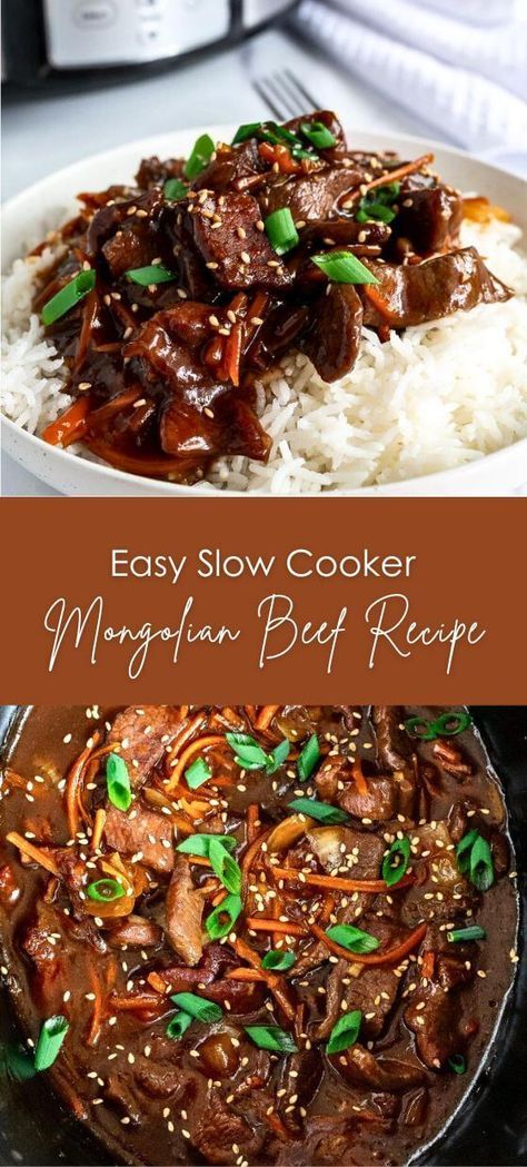 Easy Slow Cooker Mongolian Beef Recipe – Yummy and fully Crockpot Asian Beef Recipes, Crock Pot Mongolian Beef Slow Cooker, Quick Crockpot Recipes Beef, Quick Easy Weekday Dinners, Slow Cooker Asian Beef Recipes, Slow Cooker Teriyaki Beef, Easy Summer Crock Pot Meals, One Pot Crockpot Recipes, 2 Person Crockpot Recipes