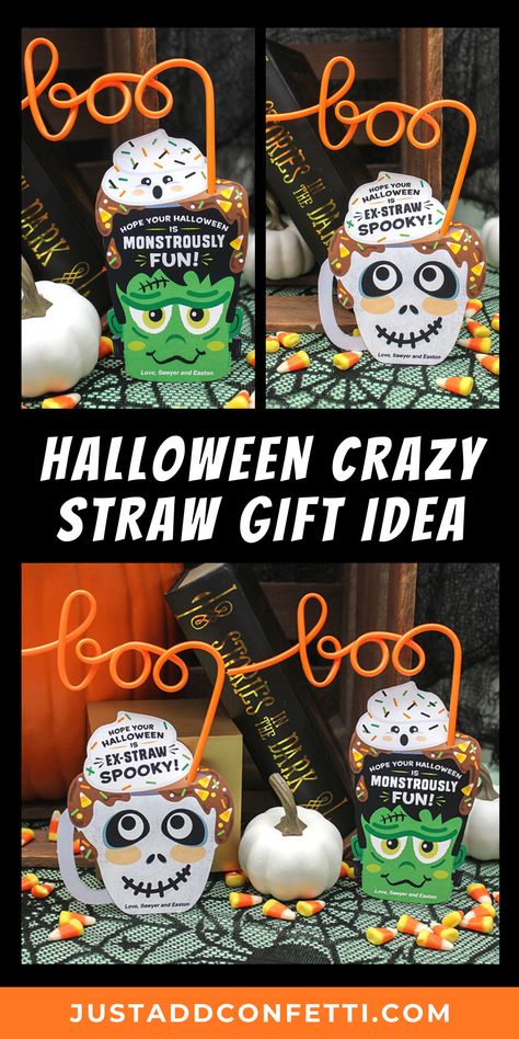 Diy Halloween Handouts, Stuffed Balloons, Halloween Straws, Crazy Straws, Balloons Ideas, Candy Buttons, Super Mario Birthday Party, School Halloween, Candy Halloween