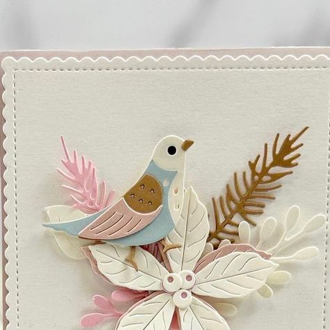 Vicki Poulton on Instagram: "Happy Sunday! I have a sweet Christmas card I made for @papermilldirect using @teamspellbinders Christmas bird poinsettia die. Have you started your Christmas cards yet? #papermilldirect #teamspellbinders #cardmaking #handmadecards #cardmakersofinstagram #cardmakingideas #cardsofinstagram #spellbinders #christmas #diecutting #hotfoil #cardstock #vickipoulton #diycards #cutecard #poinsettia #christmascard" Spellbinders Christmas Bird Poinsettia, Poinsettia Dies, Have A Sweet Christmas, Spellbinders Christmas Cards, Sweet Christmas Card, Spellbinders Dies, Holiday Birds, Stitch Cards, Spellbinders Cards