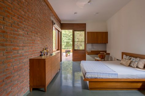 Gallery of Terracotta House / Modo Designs - 16 Terracota Elevation Design, Terracotta Arch Wall, Terracotta Building, Terracotta Bedroom Beds & Frames, Terracotta Jali Interior, Kota Stone Flooring, Architecture Design Competition, House Design Trends, Architecture Elevation