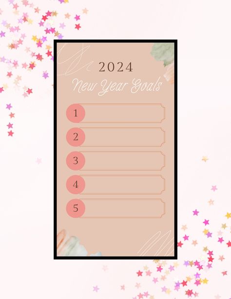 2024 Goals List Template, 2024 Goals Template, Goal List, Goals Template, New Year Goals, List Template, Letter Size, Cute Designs, Physics