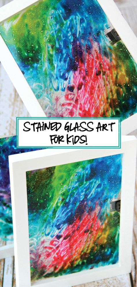 Stained Glass Art For Kids, Glue And Food Coloring, Art Mediums, Glass Art Projects, Vbs Crafts, Diy Projects For Kids, Camping Art, Fun Activities For Kids, Painted Pumpkins