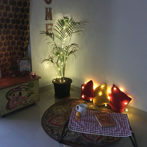 Indian Living Room Corner Decor Corner Decoration Ideas, Room Corner Decoration, Indian Living Room Decor, Free Home Decor, Rental Friendly, Corner Decoration, Indian Living Room, Room Decor Living Room, Living Room Corner