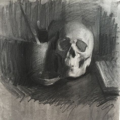 back to charcoal #hellooldfriend #drawing #charcoal #realism #art #skull | by Oruhito Charcoal Art Buildings, Carchoal Art Charcoal Drawings, Charcoal Art Still Life, Skull Charcoal Drawing, Charcoal And Chalk Drawings, Charcoal Drawing Abstract, Charcoal Art Sketches, Chiaroscuro Drawing, Charcoal Still Life Drawing