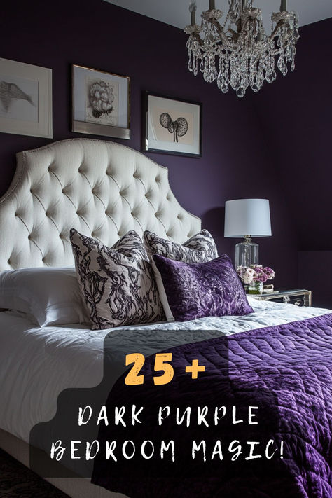 Ever imagined a bedroom dipped in dark purple? 🛏️🍇 Click to explore 25 dark purple bedroom ideas that transform your sleeping space into a majestic retreat. #DarkPurpleBedroom #MajesticLook #BedroomMakeover #ColorTrends #HomeDecor Purple And Black Bedroom Decor, Jewel Toned Bedroom, Purple Gothic Bedroom, Purple And Silver Bedroom, Romantic Purple Bedroom, Purple And Grey Bedroom Ideas, Dark Purple Bedroom Ideas, Girl Room Ideas Teenagers, Purple And Black Bedroom