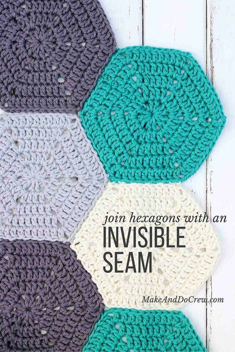 Crochet Zig Zag, Crochet Hexagons, Mattress Stitch, Beginner Crochet Tutorial, Crochet Hexagon, Haken Baby, Crochet Borders, Crochet Instructions, Crochet Squares