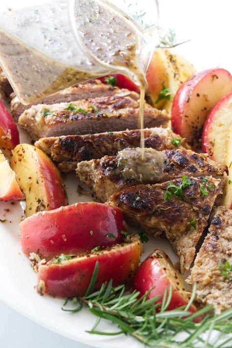 Cider Braised Pork Tenderloin with Apples Apple Braised Pork, Fresh Pork Tenderloin Recipes, Apple Cider Braised Pork Tenderloin, Pork Tenderloin And Apples In Oven, Pork Tenderloin With Apples And Onions, Fall Pork Tenderloin, Fall Pork Tenderloin Recipes, Pork Tenderloin And Apples, Pork Tenderloin Apples