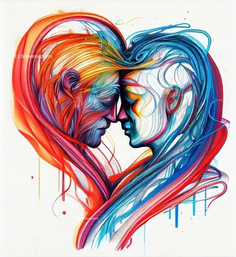 Loving Couple Abstract Painting Couple Abstract Painting, Valentines Day Heart, Heart Illustration, Heart Background, Valentines Day Hearts, Free Vectors, Human Anatomy, Heart Art, Blue Heart