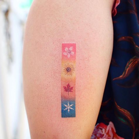 Four Season Tattoo Ideas, 4 Season Tattoo, Seasons Tattoo Sleeve, Season Tattoo Ideas, 4 Seasons Tattoo, Four Seasons Tattoo, Season Tattoo, Seasons Tattoo, Spring Tattoo